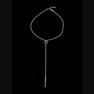 Banana Republic Gold Tone Open Rhinestone Circle Y Necklace 24.25"